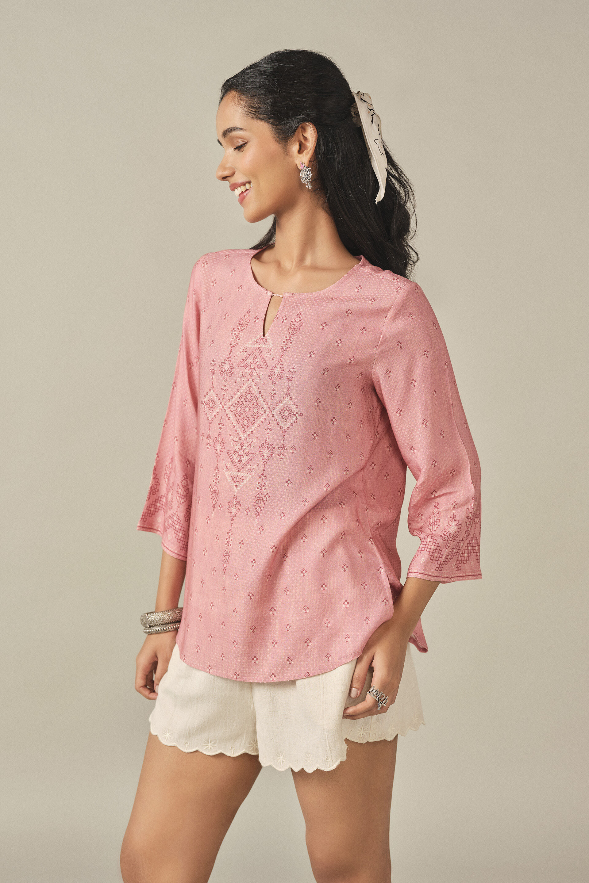 Printed Top in Pink, Pink, image 3